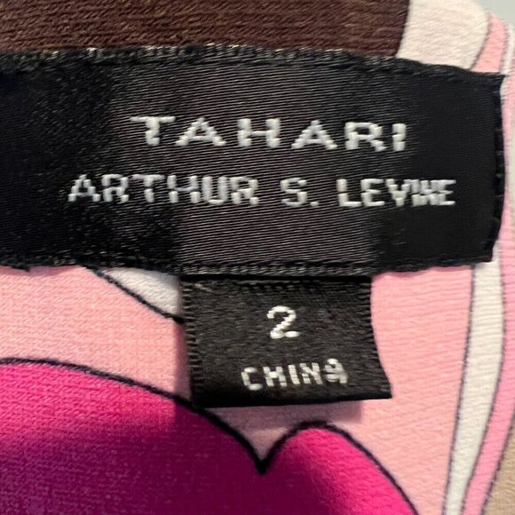 Tahari Arthur S. Levine Pink & Brown Sleeveless Floral Midi Dress, Size 2 - Picture 15 of 16